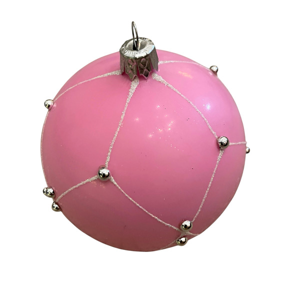 Pink Beaded Christmas Ornaments Handmade In Poland Set of 4 New - Picture 7 of 12